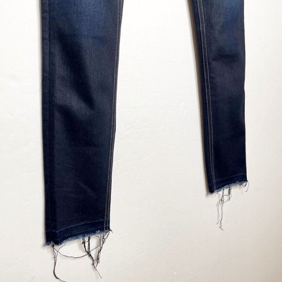 Rag & Bone Mid Rise Skinny Jeans Raw Hem Dark Wash Blue Size 26 Stretch - Picture 4 of 7